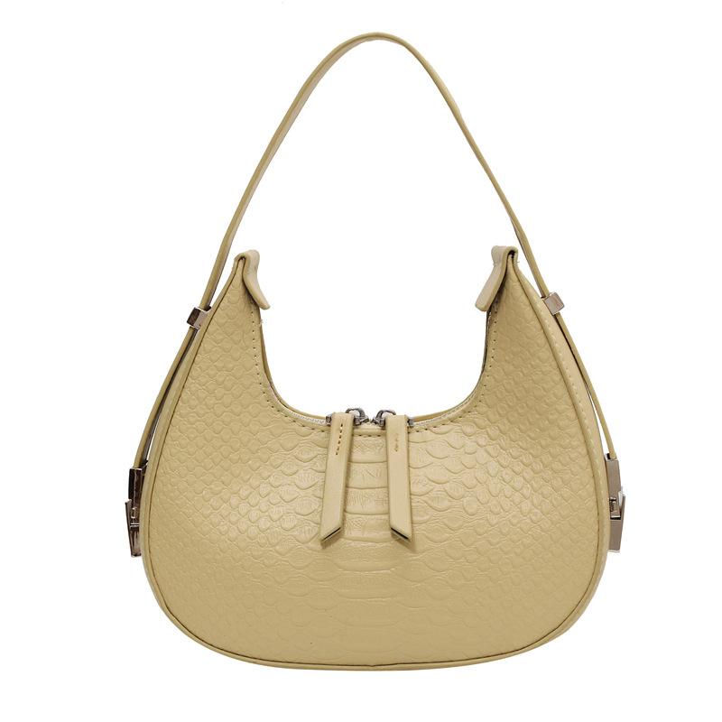 Retro underarm casual bag for women 2025 new embossed crocodile pattern fashionable solid color one-shoulder portable dumpling bag