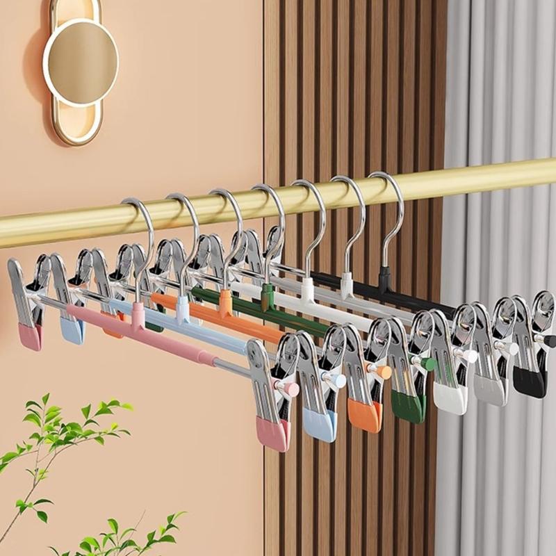 Reinforced Expandable Heavy Duty Pant Hangers With No Marking Clips Durable Garment Hook For Wardrobes Storage