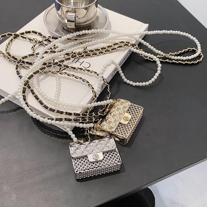 Metall miniveske kjede Crossbody skulderveske Allsidig dekorative klær Hodetelefonveske Skulderveske for kvinner