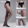 2 Pairs Seamless Shiny Pantyhose For Women, 20D Oil Glossy Sheer Tights With Control Top Shimmer Silk Nylon Stockings