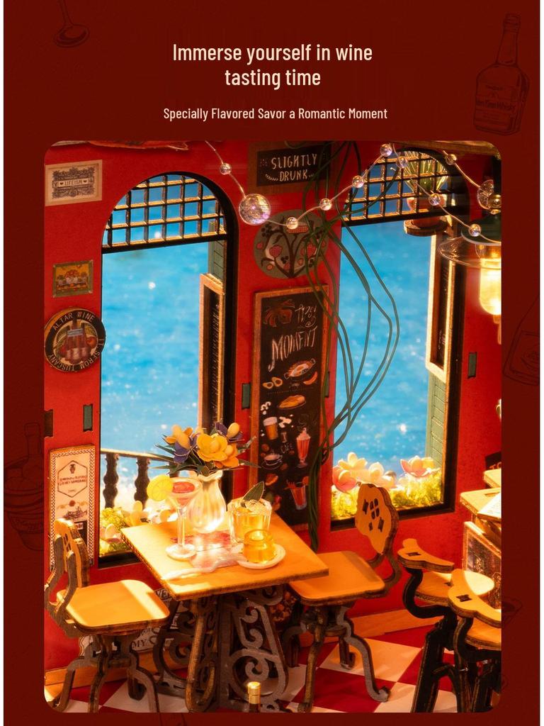 Rolife DIY Cheers Bar Miniature: Assembly Model House Gift for Girls