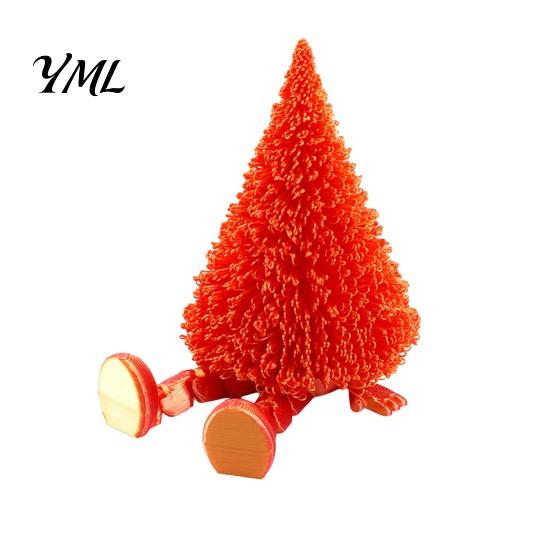 Holiday Atmosphere Decorations Christmas Tree Figure, Flexible Movable Joints 3D Printed Unique Creative Gifts Ornament, Festive Figure for