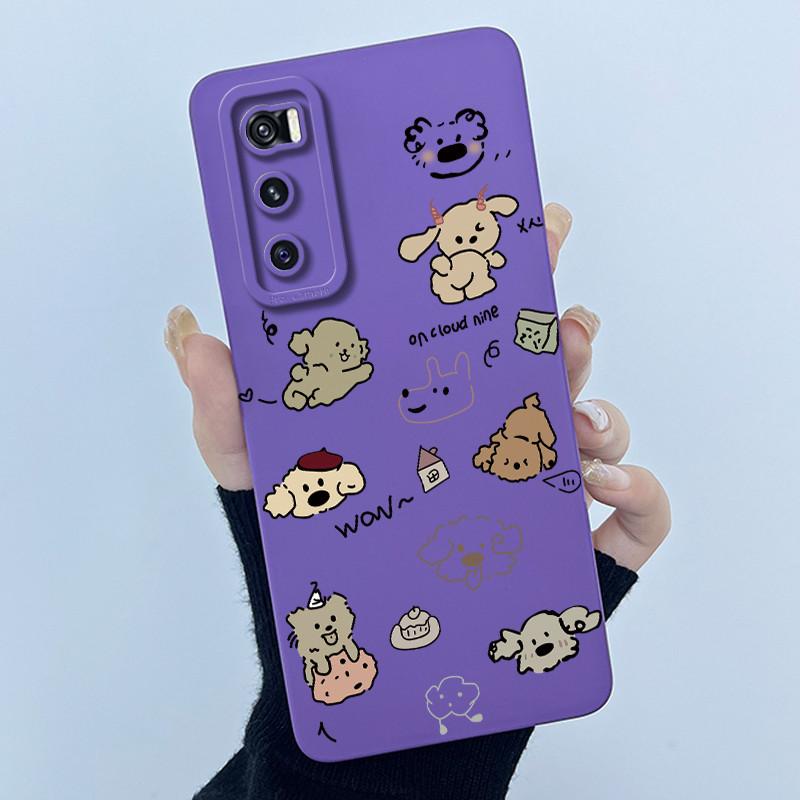 For Vivo V20 SE Case V2022 V2023 Lovely Cartoon Cat Liquid Silicone Soft TPU Shockproof Bumper For Vivo V20SE Phone Cover Funda