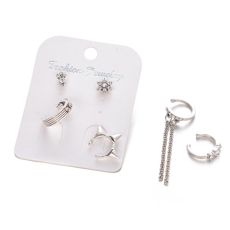 Boucles d'oreilles Bohèmes Rétro Rivets Type C Frange Ensemble Boucles d'oreilles Ensemble Six Pièces