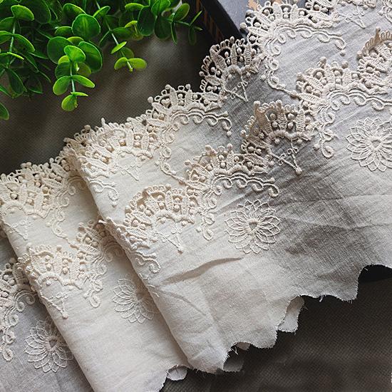 

2 метра/лот 14,5 см шириной Новая Лолита Хлопковая вышивка Одностороннее Волновое кружево Аксессуары Юбка Рукава Декорации Кружево 2Meters абрикосовый