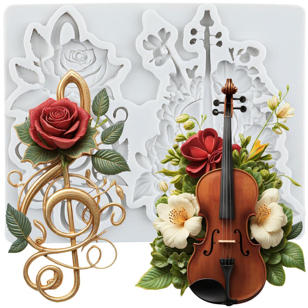Music Note Silicone Molds Guitar Fondant Mold Cake Decorating Tools Cupcake Topper Chocolate Candy Craft Gum Paste Polymer Clay