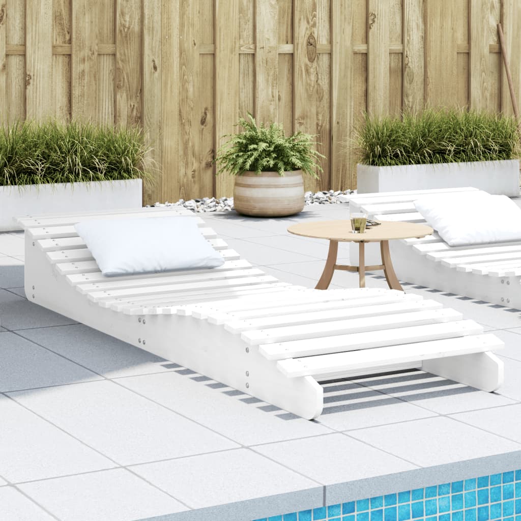 White Sun Lounger 205 X 70 X 31.5 Cm Solid Pine Wood