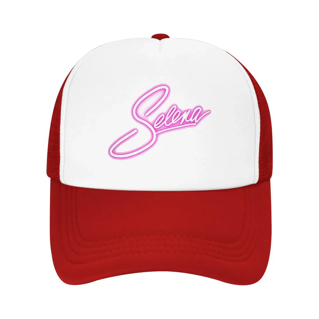Romantic Pink White Selena Font Perfect Selena Quintanilla Mesh Baseball Caps Women Summer Male Hunting Hat Fishing Trucker Cap