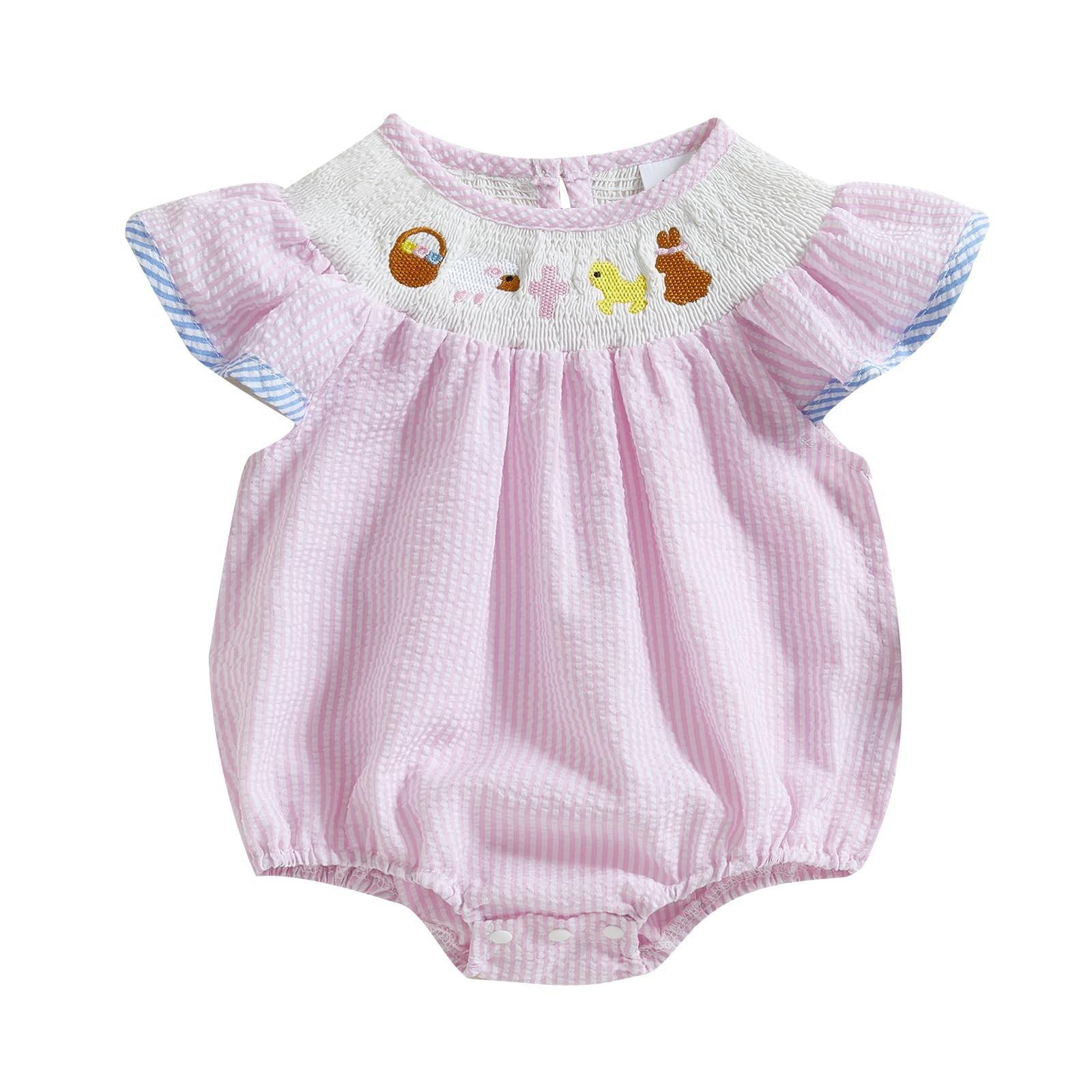 

Одежда Детский комбинезон-боди с оборками и пузырьками для новорожденных Милый кролик для малышей Летняя одежда 6 светло-розовый