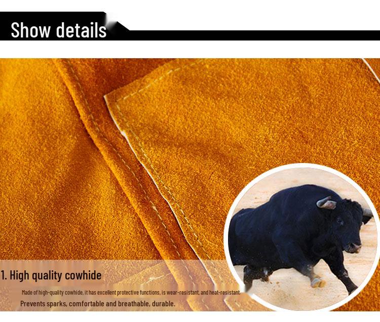 Premium Cowhide Welding Jacket - Heat Insulating, Flame Retardant, Anti-Scald Protection for Welders
