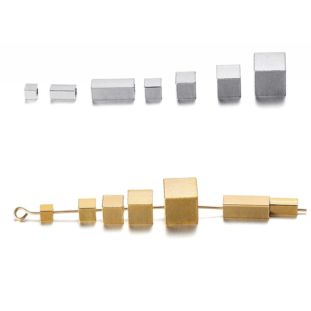 20Pcs/Lot Stainless Steel Square Beads Cuboid Loose Spacer Beads for DIY Bracelet Necklace Jewelry Making Accessories