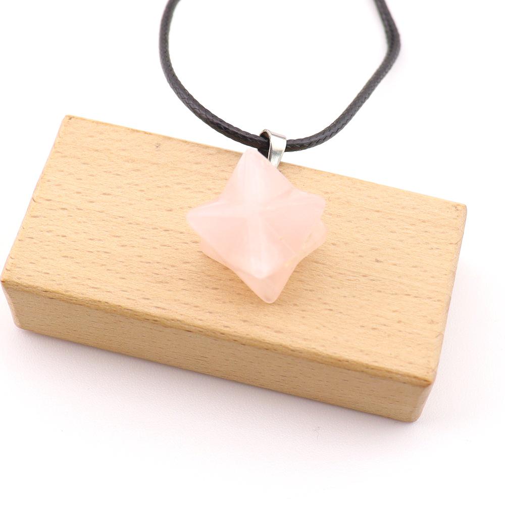 Large Agate Crystal Pendant: 24mm Kabbalah Star with Amethyst & Rose Quartz Hexagram Necklace.
