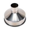 Stainless steel wide mouth hopper for grinding soybeans and oil.