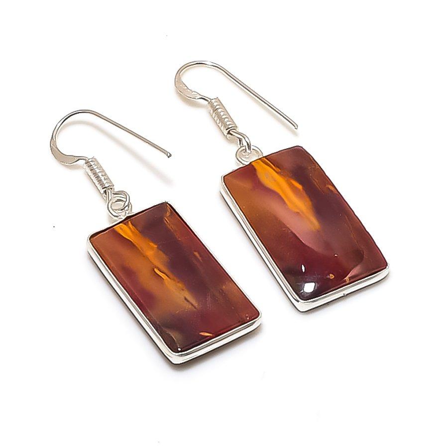 Natural Mookaite Gemstone 925 Sterling Silver Jewelry Earring 1.65" AE-12025