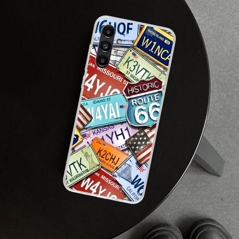 America Route 66 Phone Case Cover for Samsung Galaxy A17 A16 A26 A36 A56 A57 A37 A15 A25 A35 A55 A14 A24 A34 A54 A13 A23 A33 A53