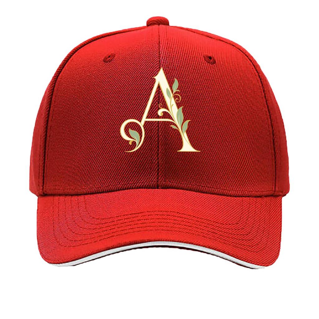 Elegant Botanical Letter A Monogram Sandwich Baseball Cap Sun Cap Outdoor Workouts Hat