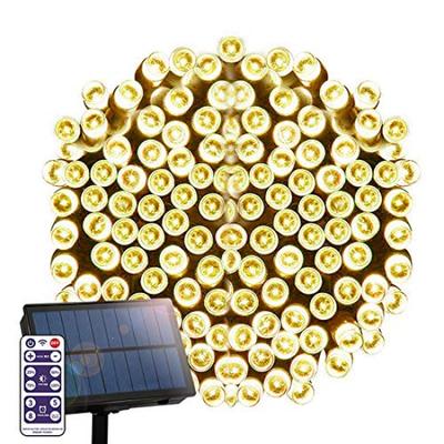 Luz LED Elétrica para Casa 8 Luzes Controle Remoto 300 À Prova d'Água e para Jardins Externos e Iluminação Externa Luzes Movidas a Energia Solar, Retas, Padrões,