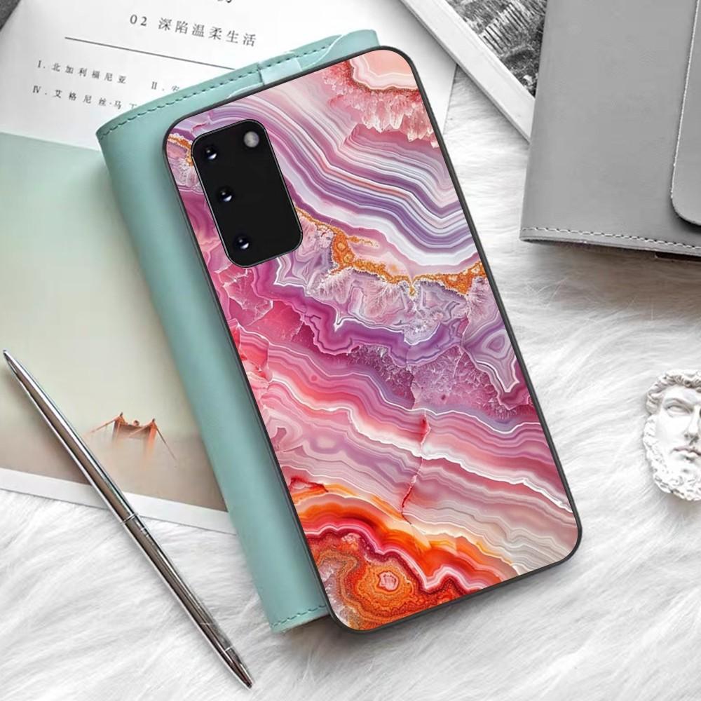 Marble Agate Pattern Phone Case Silicone PC+TPU For Samsung S10 20 30 22 23 24 Plus Lite Ultra Cover