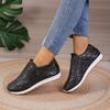 Women's Casual Flash Mesh Flats Woman Sequin Vulcanized Shoes Lace-up Sneakers Female Outdoor Sports Running Shoes Plus Size 43