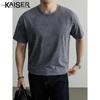 KAISER Men's Distressed Solid Cotton Crew Neck T-Shirt