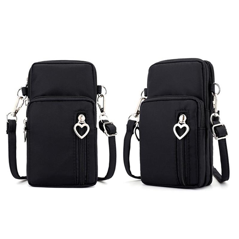 Casual Small Shoulder Bag Women Cell Phone Pocket Case Waterproof Nylon Sport Arm Package Mini Messenger Purse Crossbody Handbag