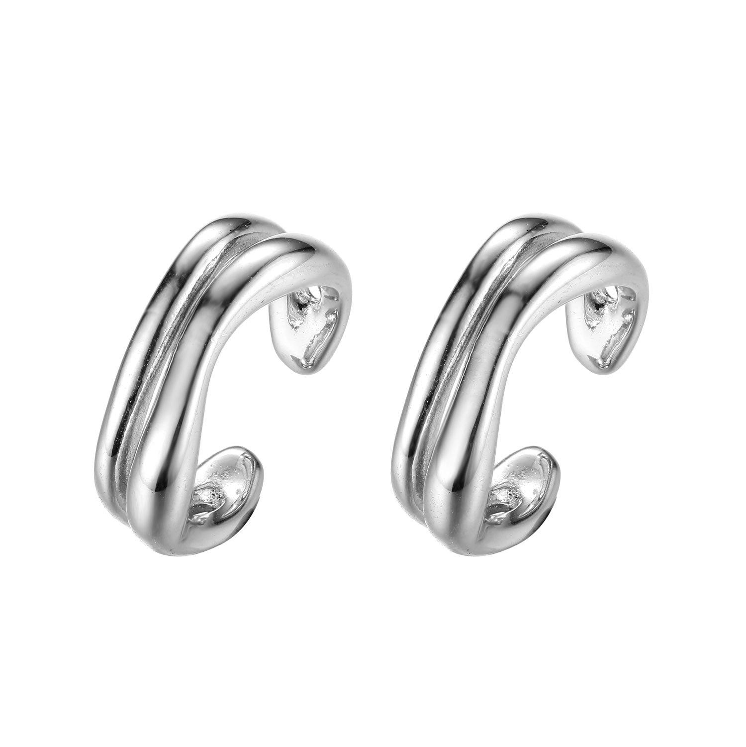 

Двухслойные геометрические клипсы для ушей, маленькие и холодные, стильный дизайн, ощущение индивидуальности без сережек для прокалывания ушей для женщин