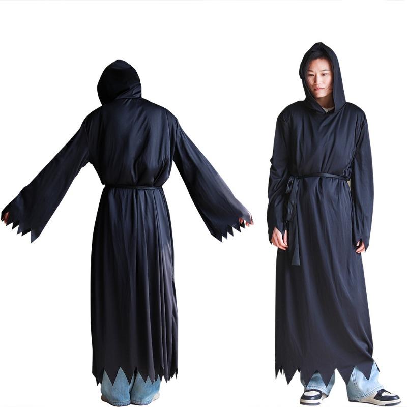 Halloween Skull Skeleton Ghost Coat Kids Masquerade Dress Up Death Cloak Cape Zombie Costume