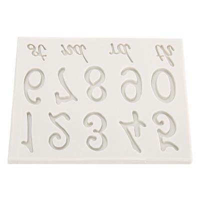 Silikonform für Haushaltsnummern, Alphabet-Muster, antihaftbeschichtet, für Kuchen, Fondant, Schokolade, Bastelform, Grau