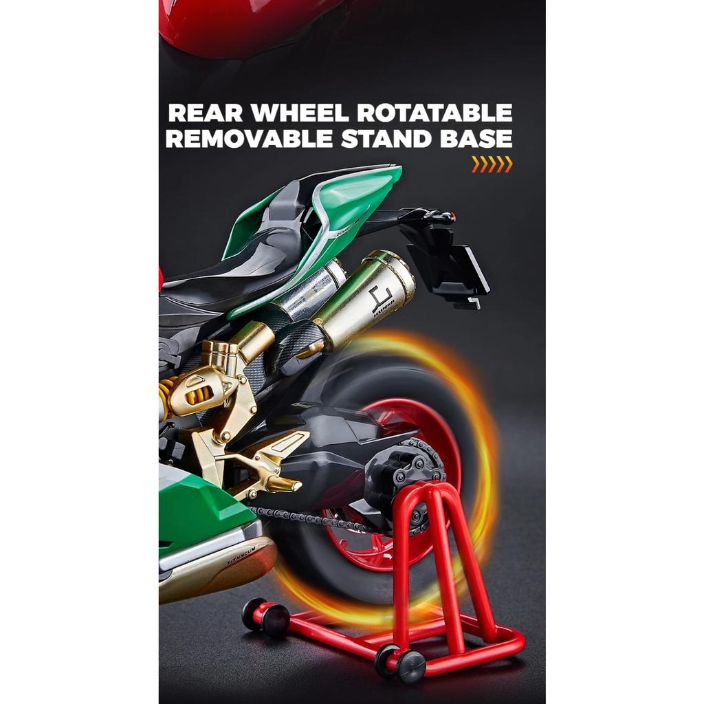 Spary 1/9 Ducati 1199 Panigale R Legierungs-Motorrad Diecast Modell Simulation Sound Licht Sammlungswert Ausstellung Geschenk für Freunde
