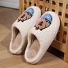 Fashion Smile Winter New Warm Comfortable Cotton Slippers Non-slip  Cute Cartoon Fluffy Soft Indoor Slippers Wool Cotton Slippers