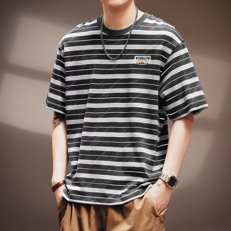 Men's Premium Heavyweight Striped Cotton T-Shirt