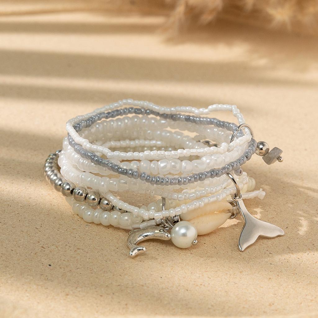 Boho Perlenarmband Instagram-inspiriert Nischenstil Farbblock-Stapelarmband-Set