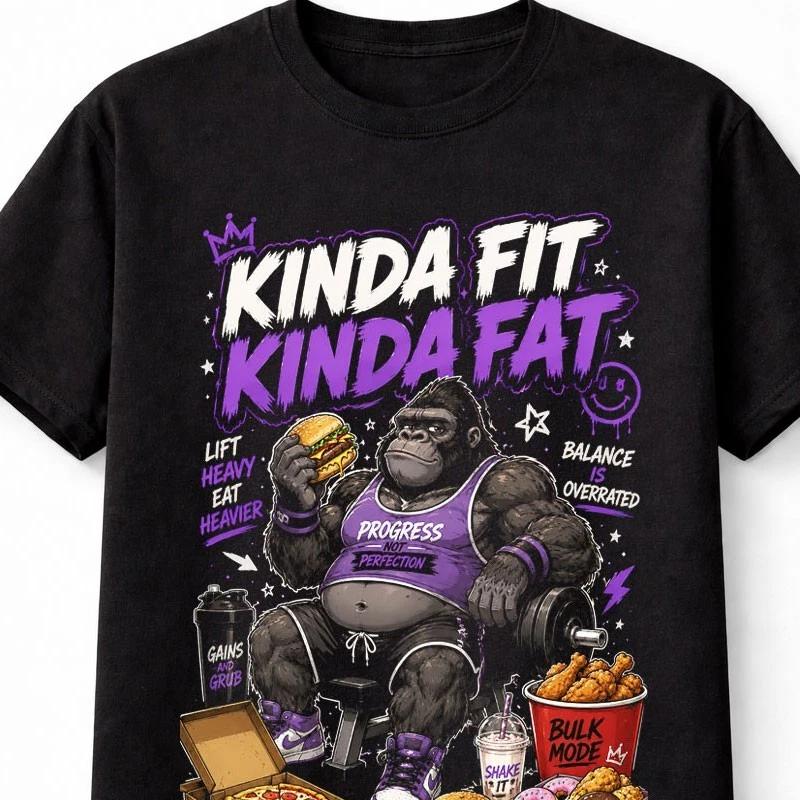 Kinda Fit Kinda Fat Gorilla Gym Humor Bodybuilding Unisex TShirt S