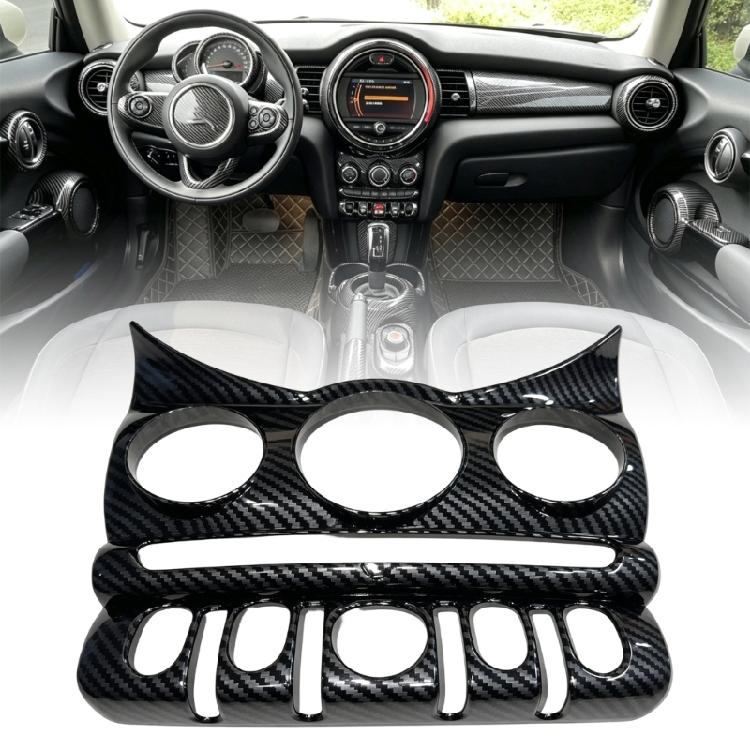 Replacement Air Conditioning Panel Frame for MINI F55 F56 F57 2014-2024, Carbon Fiber Pattern ABS Trim Cover for Dashboard Knob Area