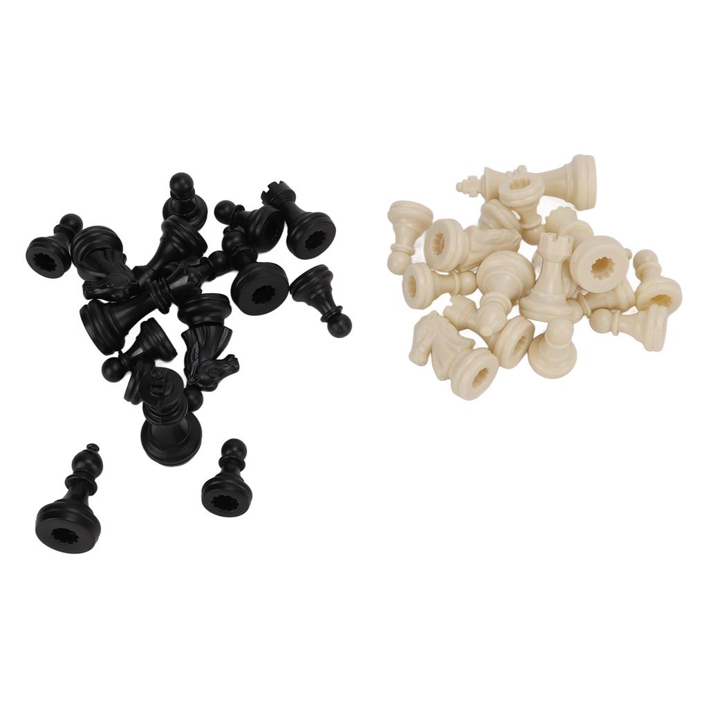 Chess Pieces Only PS Plastic Replacement Chessmen Figurine Pieces 49mm Height King for Party Relaxing(Black White )