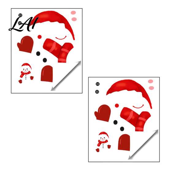 Self Adhesive Glass Stickers Christmas Static Window Clings Smiling Snowman Decals with Snowflake Decorative Patterns Waterproof PVC for Holiday