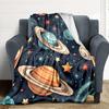 1pc Galaxy Planets Blanket, Lightweight Flannel Throw Blanket for Sofa, Bed, Travel, Camping, Living Room, Office, Couch086