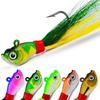 Small Lead Fish Lure: Long-Cast Sinking Metal Jig VIB with Feather and Up-Facing Hook.