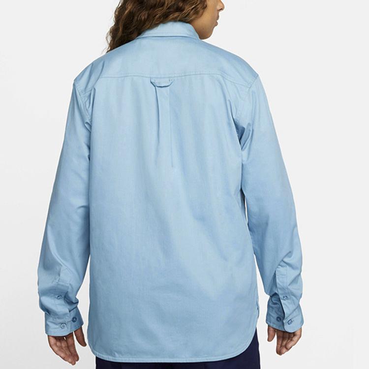 Nike SB Vyšívané Logo Sportovní Ležérní Pohodlí Skateboard Tričko s Dlouhým Rukávem Pánské Topy Mlhově Modrá DQ6288-494