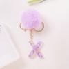 Hairball English 26 Letter Keychain Purple Resin Bag Key Chain Love Sequins Crystal Pendant