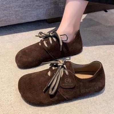 Fashion Female Shoes On Sale 2024 Fashion Lace Up Women's Flats Spring Round Toe Suede Solid Solft Sole Casual Comfortable Flats Shoes