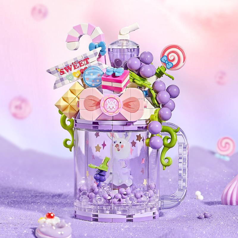 Building Blocks Milk Tea Cup Model Decoration Building Blocks To Assemble Toy Gifts