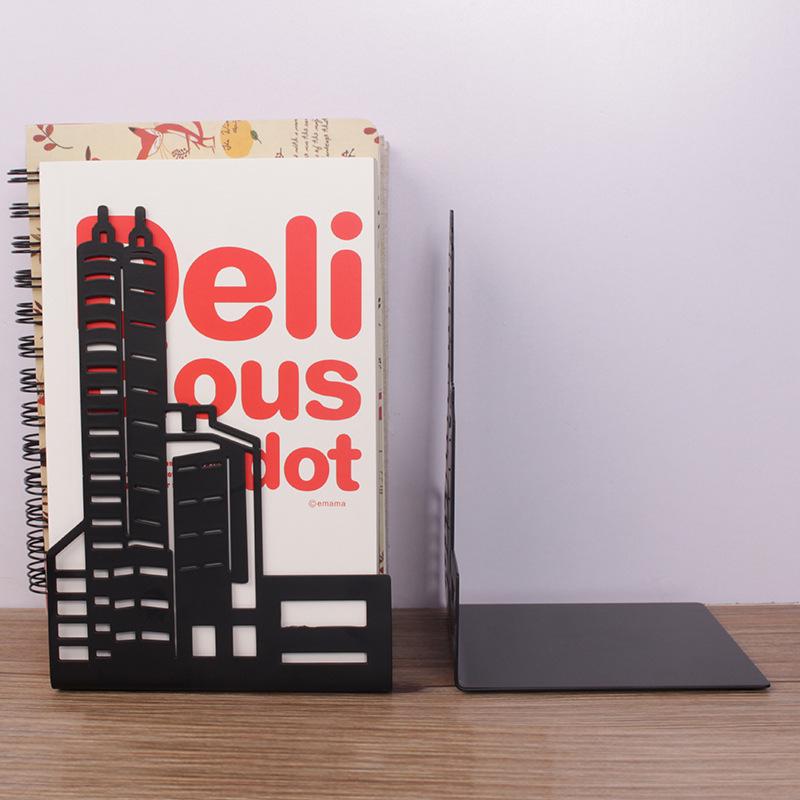 Creative Wrought Iron Metal Book Storage Rack and Personalized Hollowed-Out Bookends