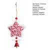 Christmas Wooden Ornaments Red White Heart Bell Star Shaped Hanging Ornament with Bells for Tree Mantel Stair Rail Holiday Decor
