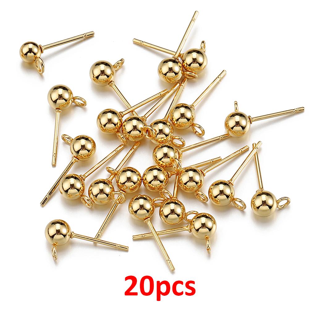 20pcs 100pcs Stainless Steel Round Ball Ear Post Studs Ear Backs with Open Rings Stud Earrings Base DIY Jewelry Making Wholesale