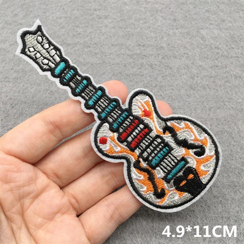 Music Optical Disc Embroidered Rock Patches On Clothes Headset Guitar Stripes Iron On Patches For Clothing Diy Appliques