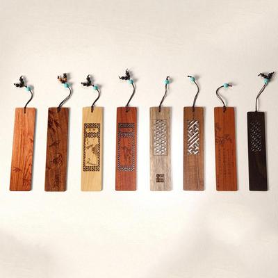 Chinese Antique Style 3D Wooden Bookmark with Custom Laser Engraved Logo