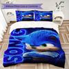 Sonic Cartoon Prints Bedding, Duvet Cover and Pillowcases, Birthday Gift (1 Duvet Cover + 2 Pillowcases, Pillow Insert Not included)JM001