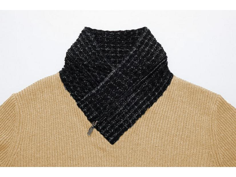 Herren Slim-fit Patchwork Strickpullover mit Schalkragen (Modell 2025)