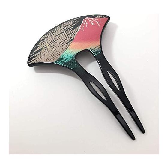 Maeju Lacquerware Urushi Kanzashi Red Fuji (B) 4X-131 Traditional Maki-e Technique Lacquerware with Unique Gloss and Deep Colors, Luxurious Feel,